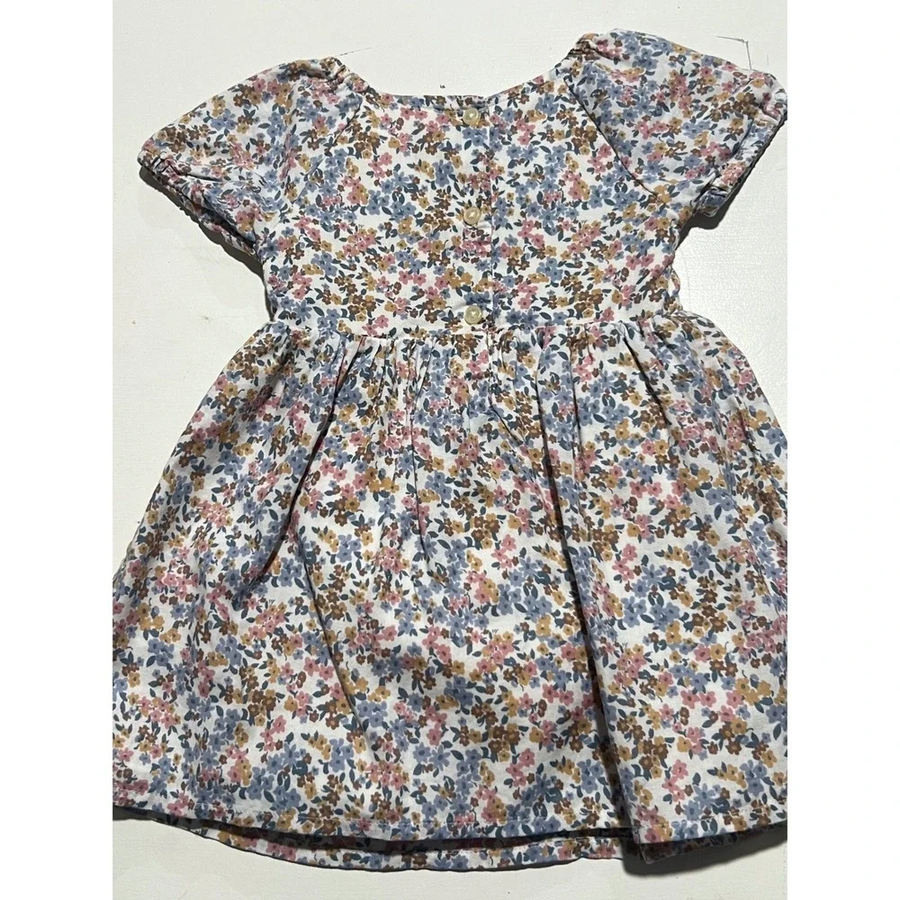 Baby Floral Smocked Summer Cute Dress with Bloomers 18M Blue Pink Cotton Airy